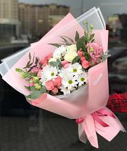 Букет цветов из:  Розы, Лизиантусы и Хризантемы в Кривцово